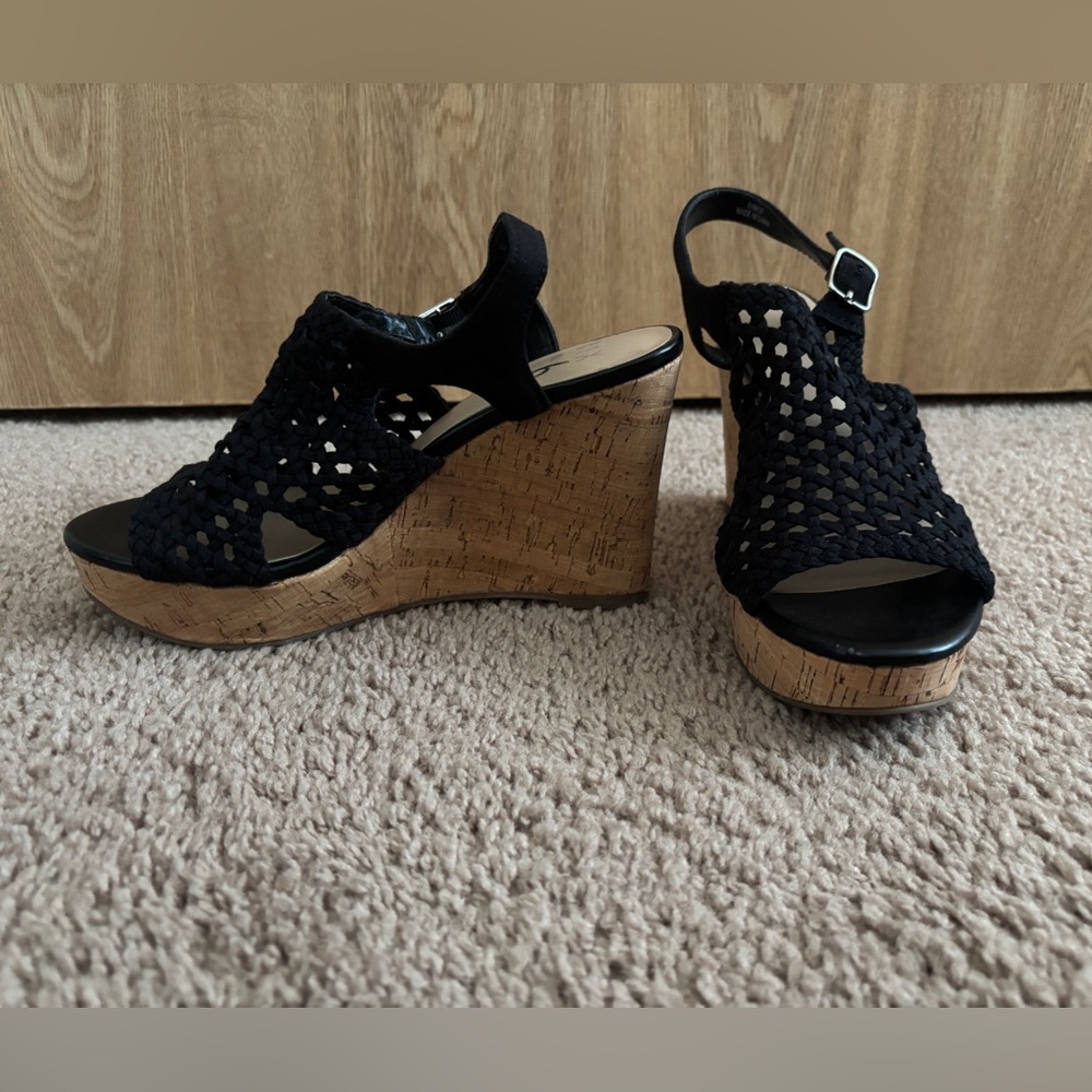 Mix No. 6 Black Woven Wedges
